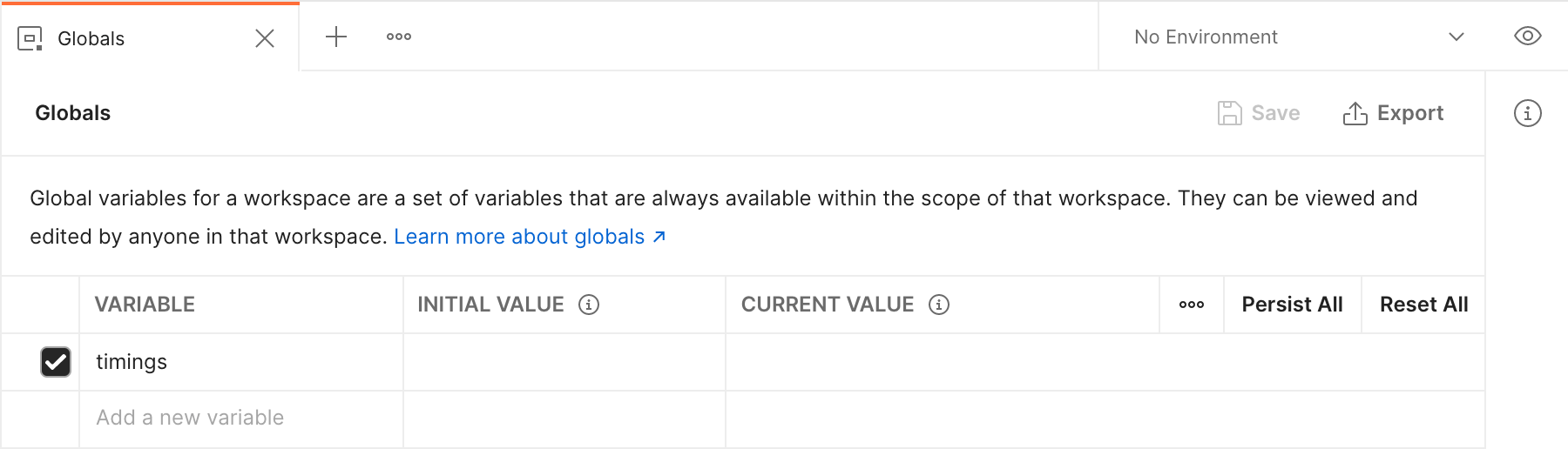 Global variable = timings