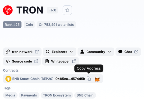 CoinMarketCap: TRON