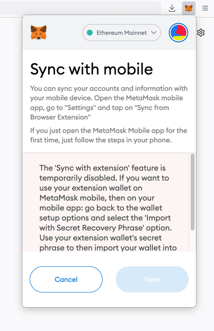 Sync with mobile