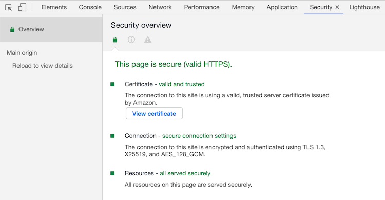 Chrome DevTools Security Panel