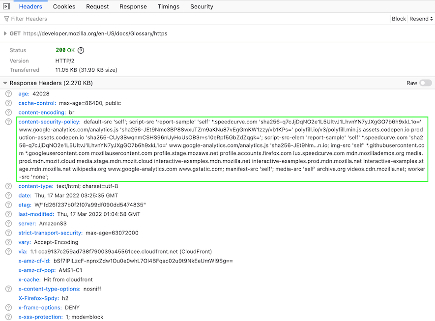 Content-Security-Policy response header