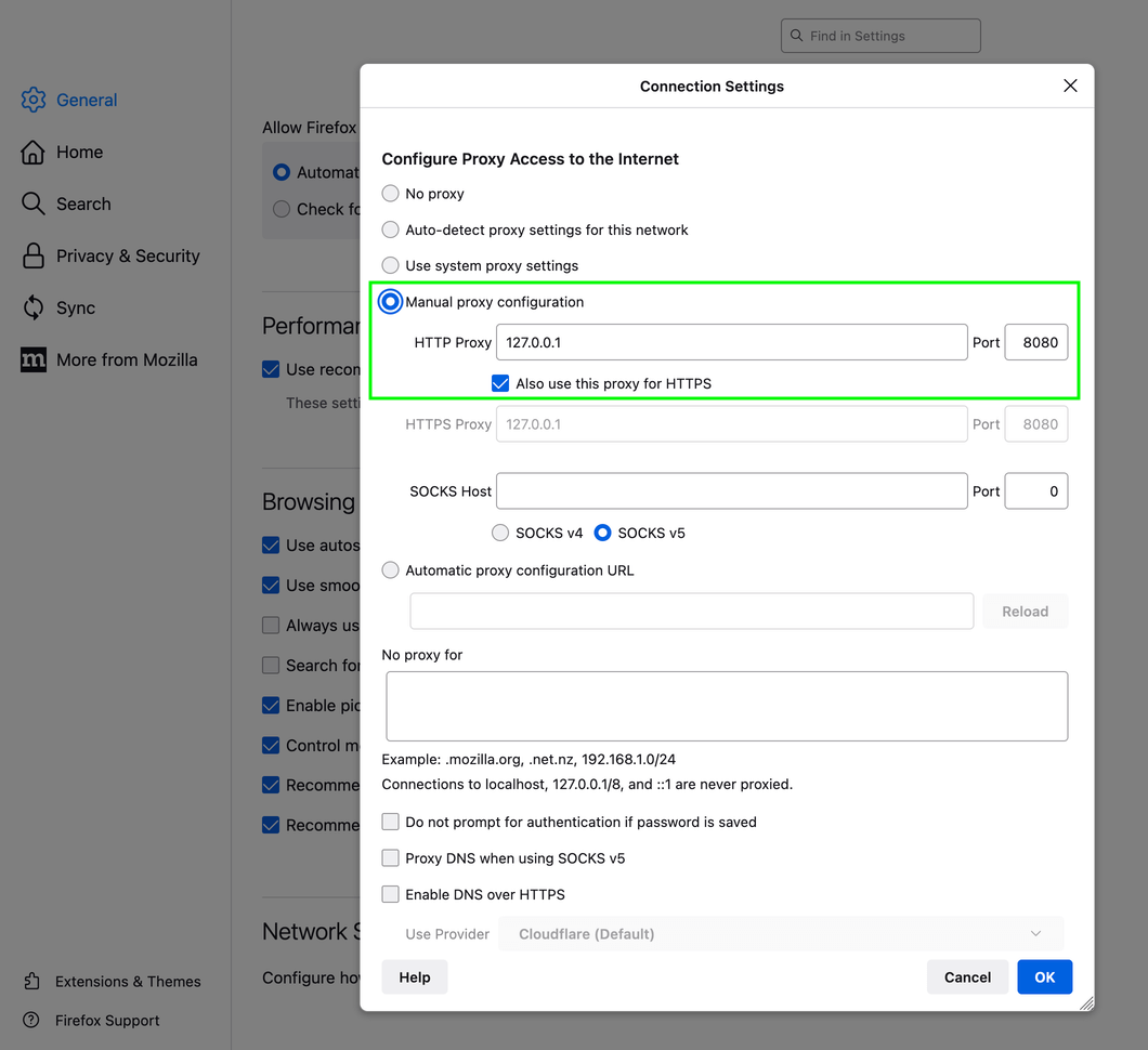 Firefox Connection Settings