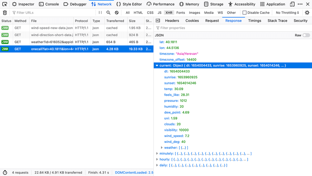 Firefox response details