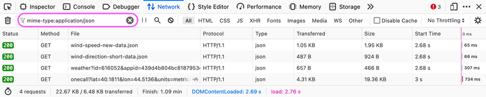 Filter JSON data in Firefox