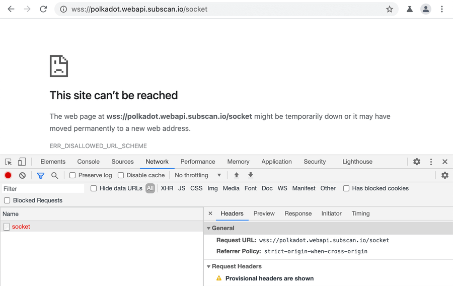 Nothing will happen if you try to open a WebSockets URL on a new page