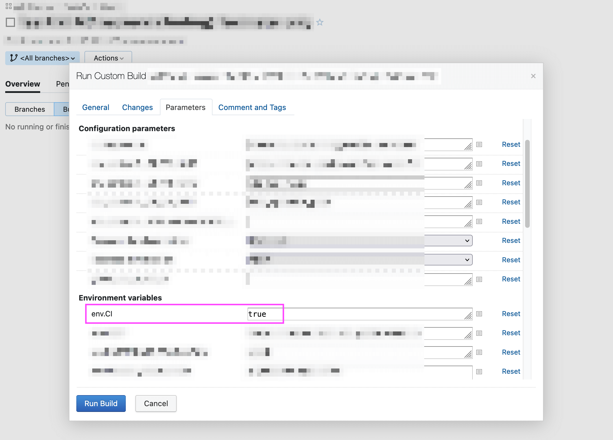 Example of env.CI