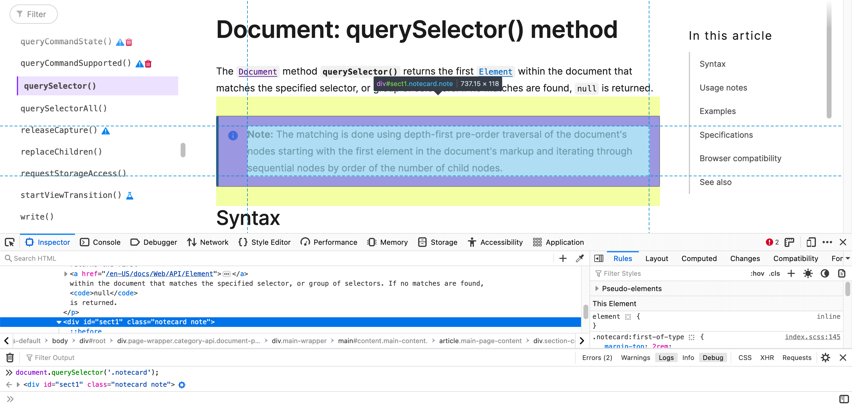 document.querySelector()