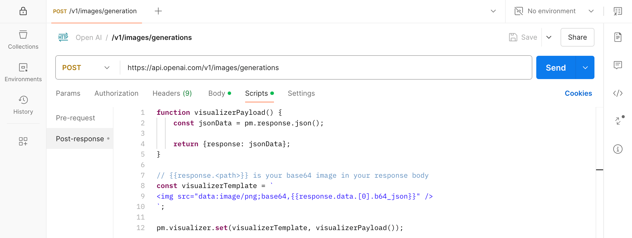 Postman Post-response Scripts tab