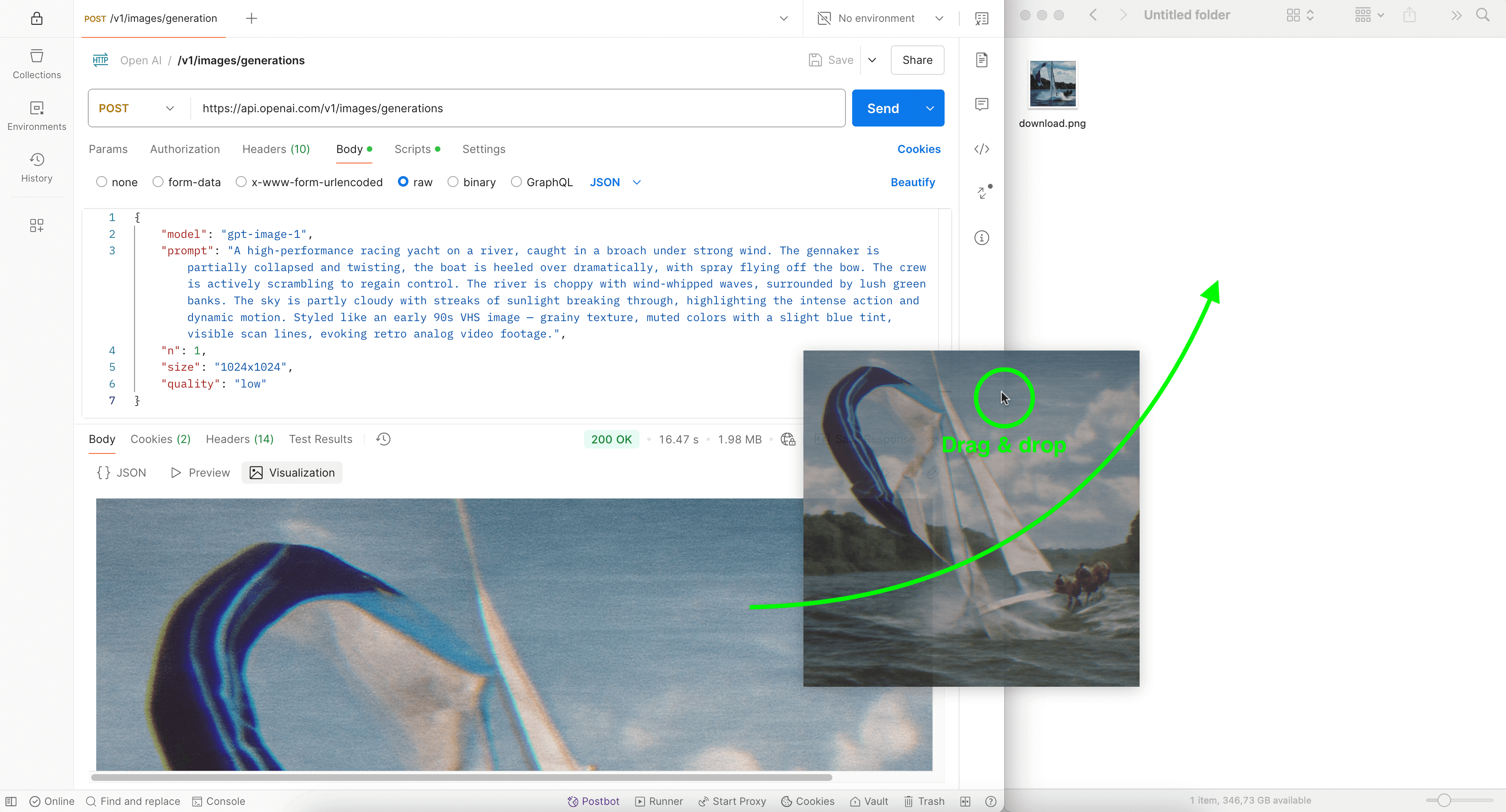 Drag & drop from Postman to folder