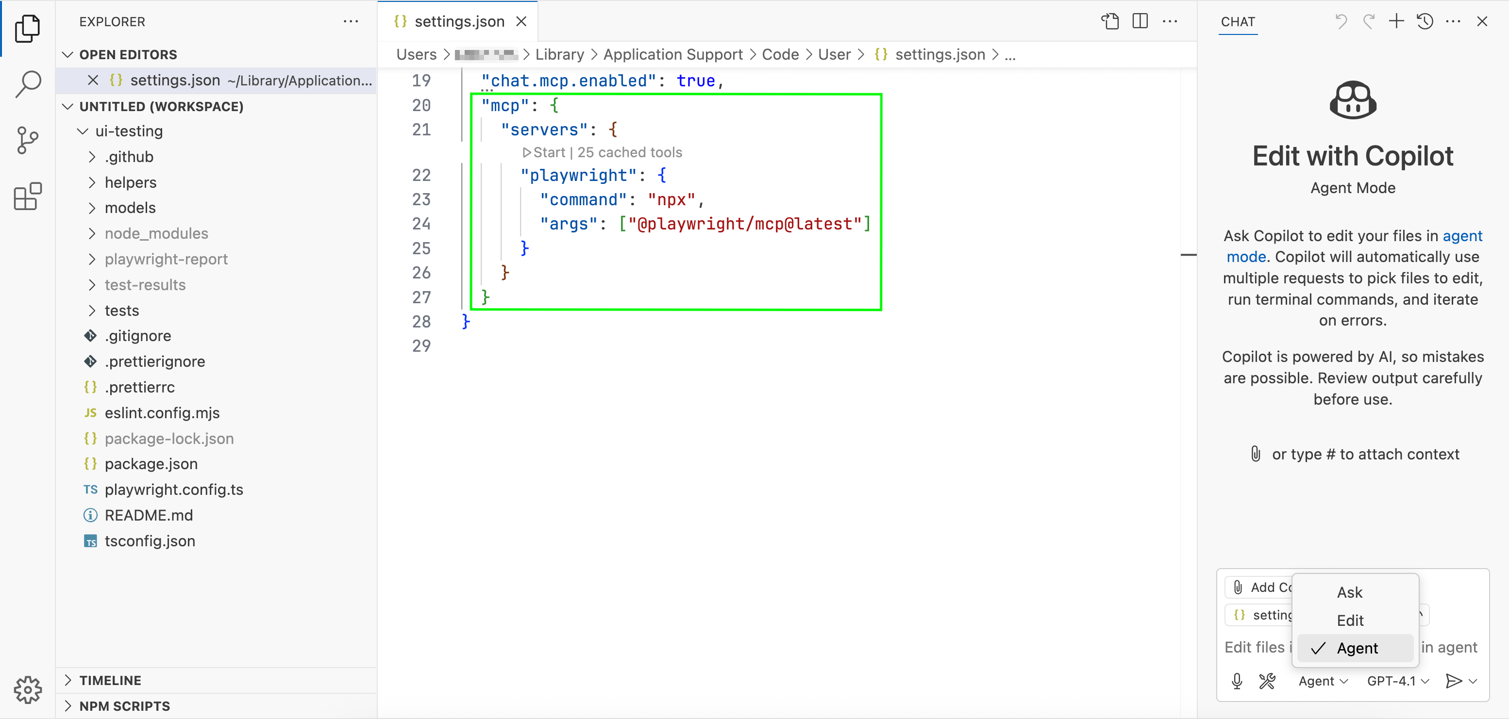 This config also enables the use of MCP in the chat